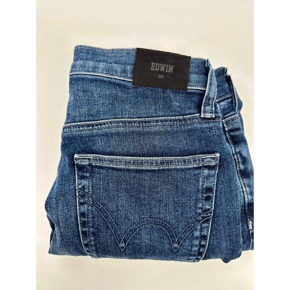 Edwin The Bree Crop slim straight Jeans in Crossroad Blue Size 27 - Picture 8 of 11